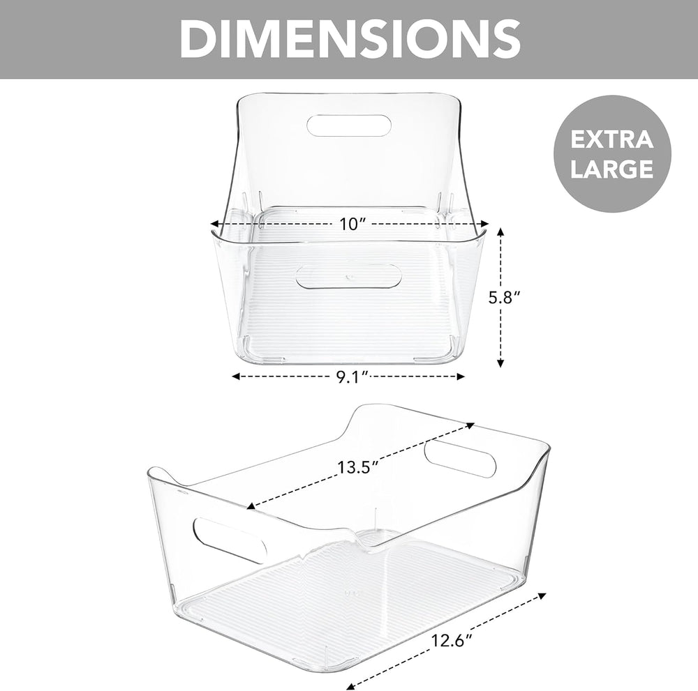 Tiawudi 6 Pack Plastic Storage Bins, Extra Large Pantry Organizer, 13.5"...