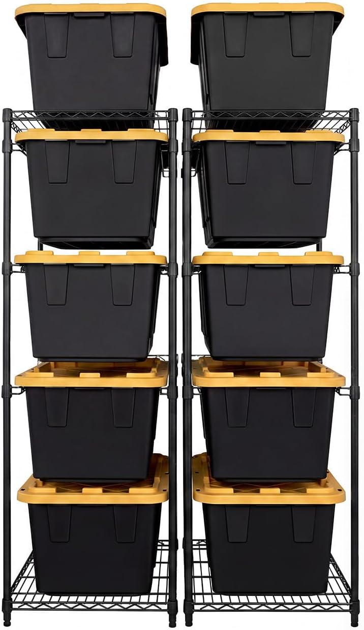 MonsterRAX 2-Pack 5-Tier NSF Bin Rack for 27-Gal Totes, Black