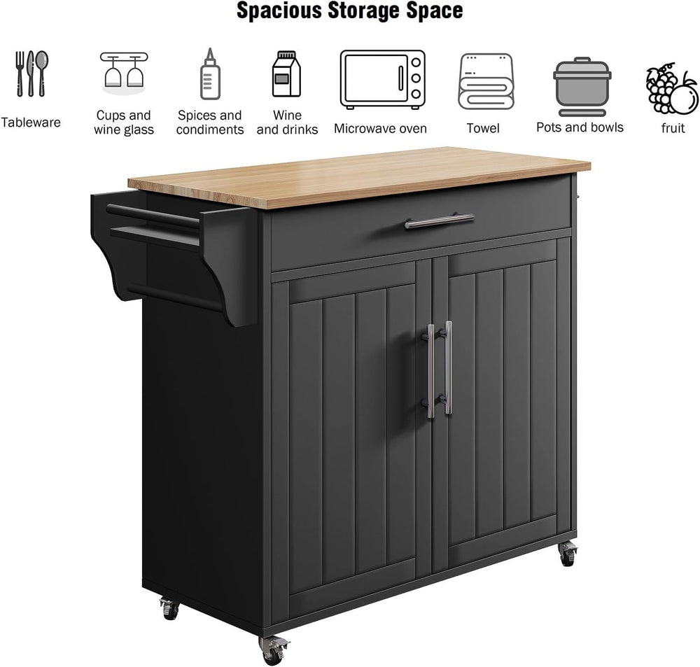 Rolling Kitchen Carts on Wheels, Kitchen Island with Storage