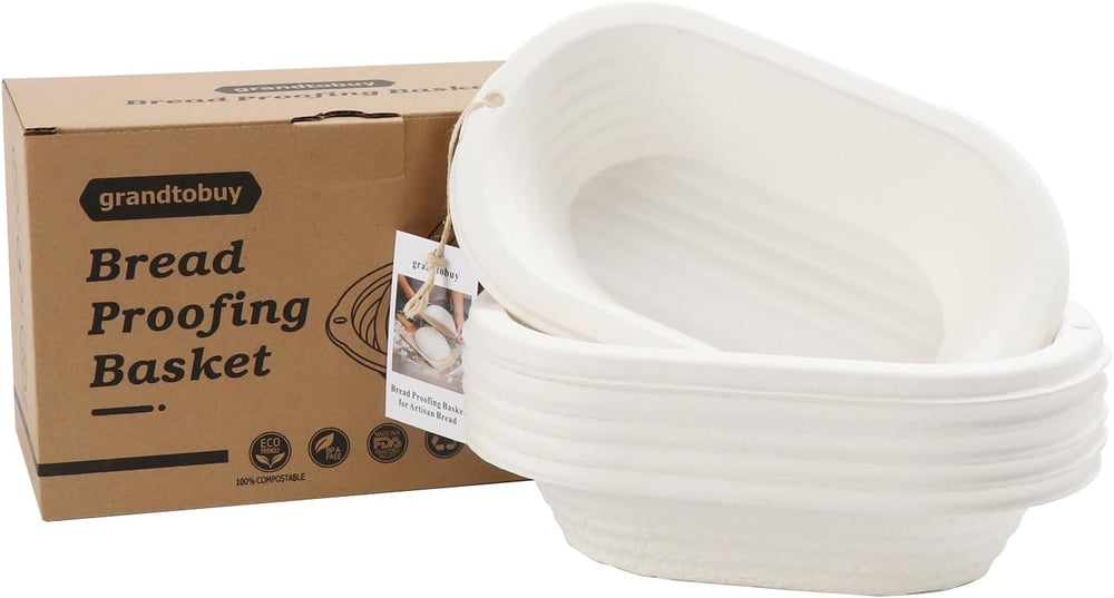 11" Oval Pulp Bread Proofing Basket 6-Pack with 30 Liners