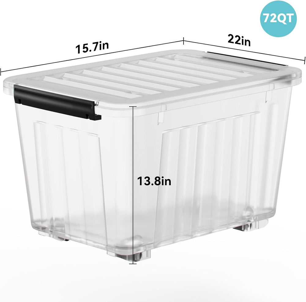 Nazhura 72 Quart Plastic Storage Bin, Stackable and Nestable Storage Boxes wi...