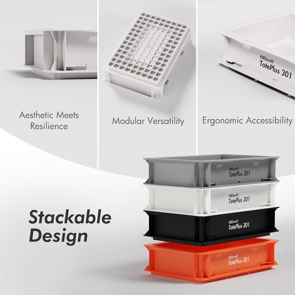 Stackable Storage Bin - Heavy-Duty Plastic Organizer Box and Tray with Straig...