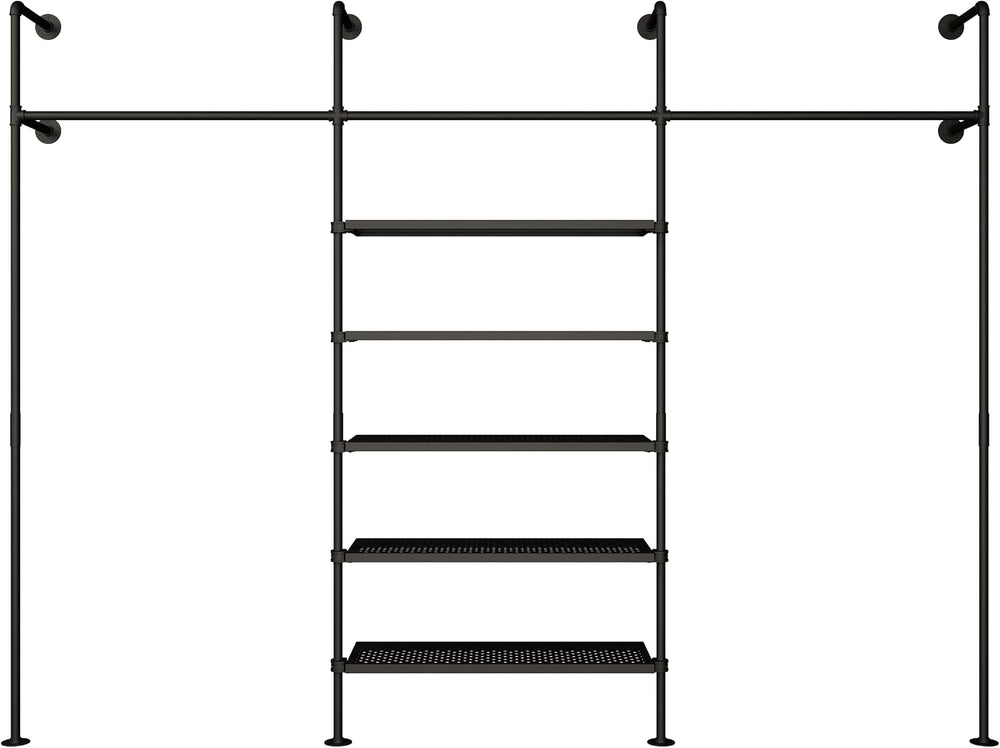 pamo Wall Mounted Clothing Rack with Metal Sheves –117" W × 87" H, ...