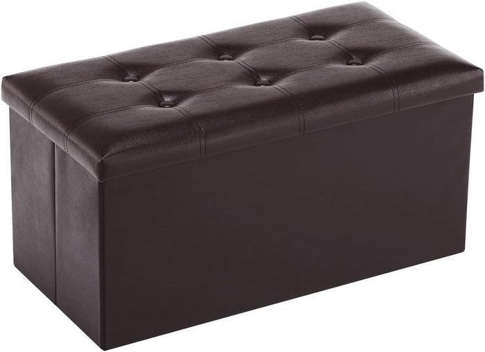 Youdesure Folding Storage Ottoman Bench, Faux Leather Footrest Couch for Living Room, 30 inch Storage Bench with Padded Seat for Bedroom Hallway, Holds up to 350lbs