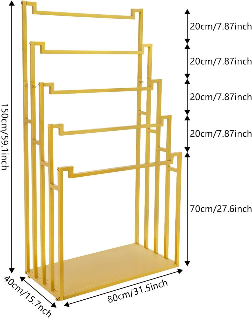 5-Tier Floor Standing Scarf Display Stand, Metal Freestanding Scarf Rack, Tow...