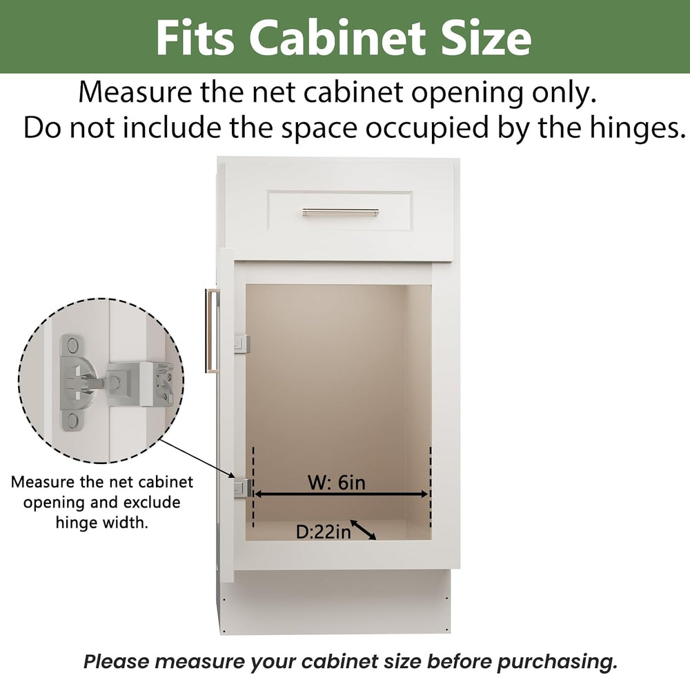 Pull Out Cabinet Organizer 5½" W x 21½" D, Heavy Duty Cabinet Pull ...