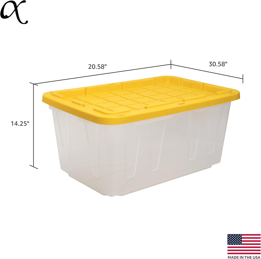 CX 27-Gallon Heavy Duty Clear Stackable Storage Bins with Lids, 2 Pack Clear/...