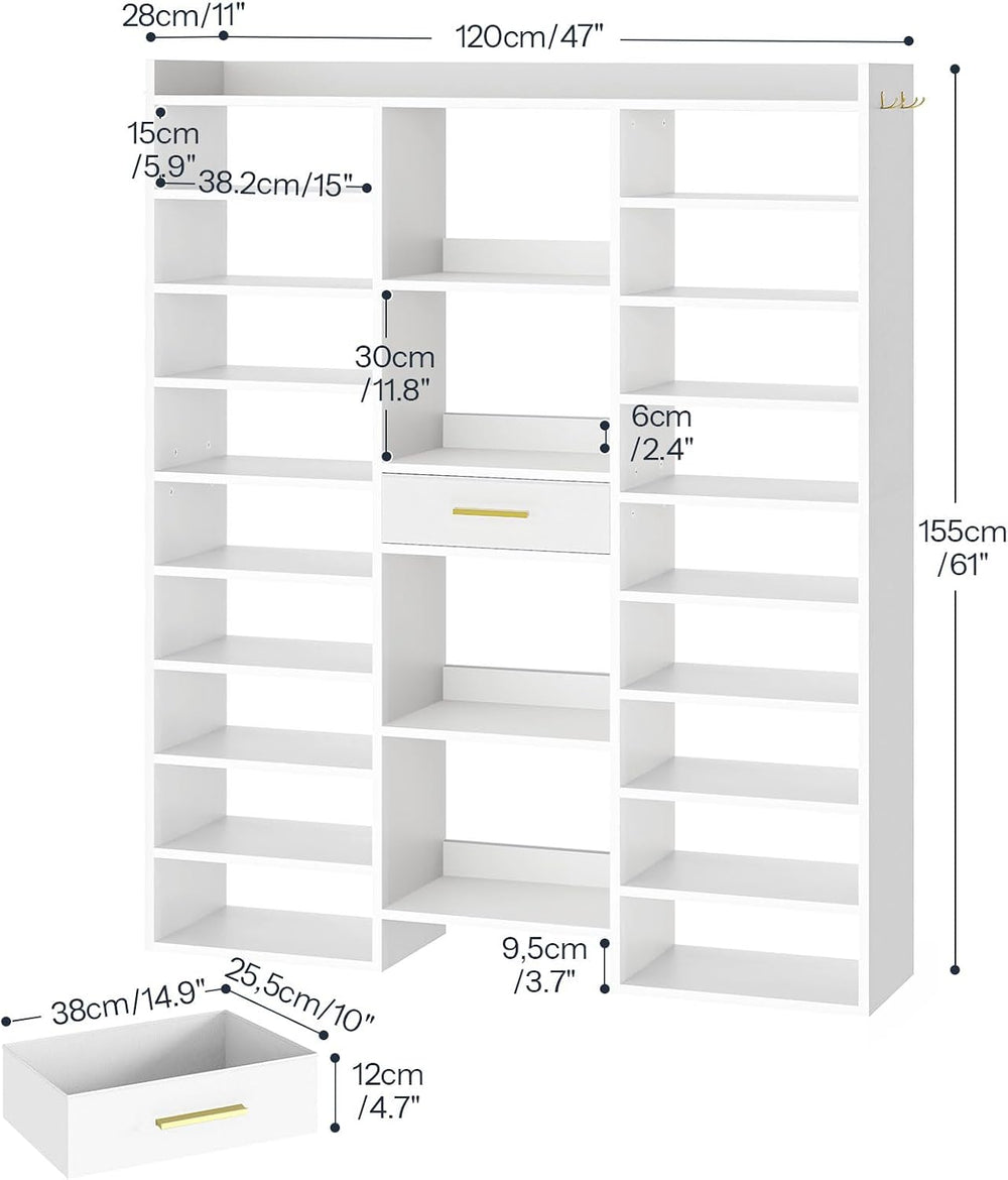 HOOBRO 10 Tier Shoe Rack Tall, 47" Large Wooden Shoe Rack Organizer, 61&...