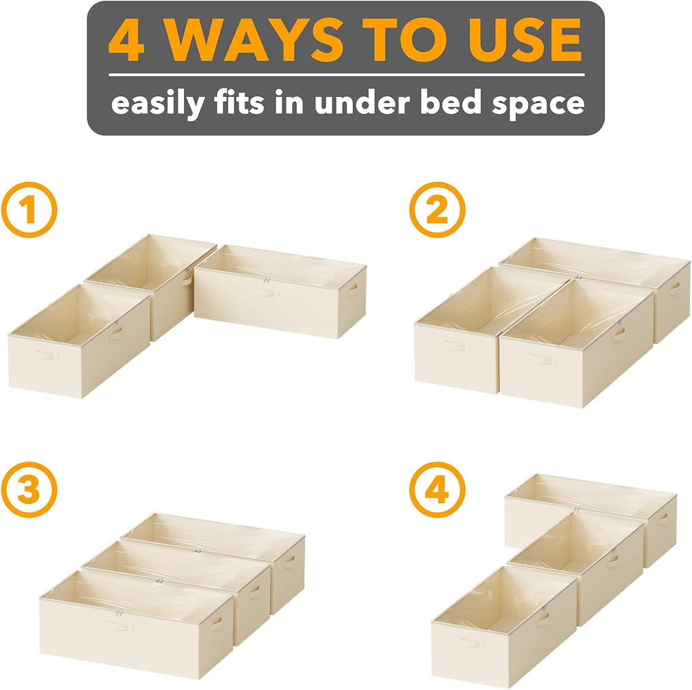 SpaceAid 3 Pack 10" High Under Bed Storage Containers, Large Underbed St...
