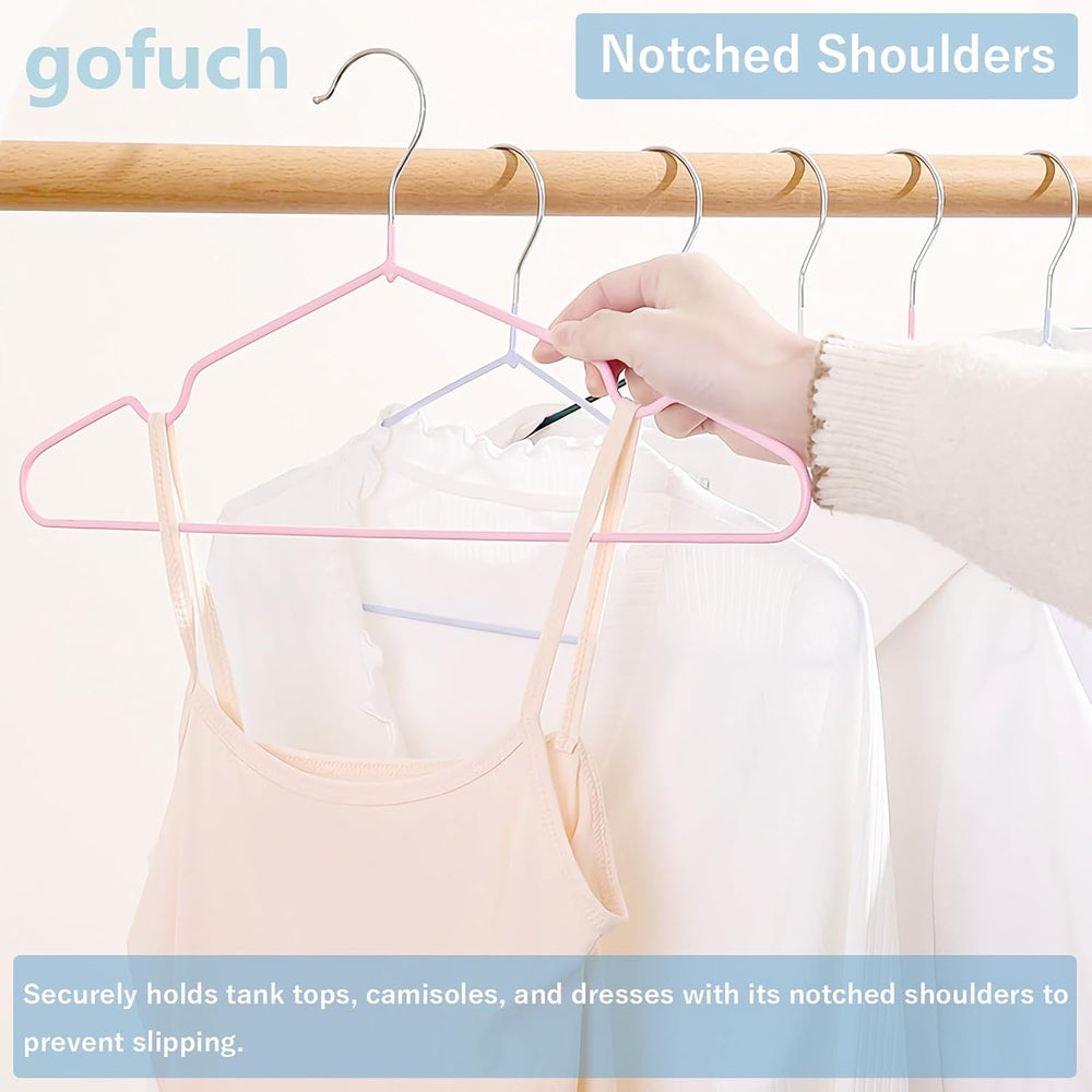 Ultra-Thin Metal Hangers, 100 Pack Non-Slip PVC Coated Space Saving Clothes H...
