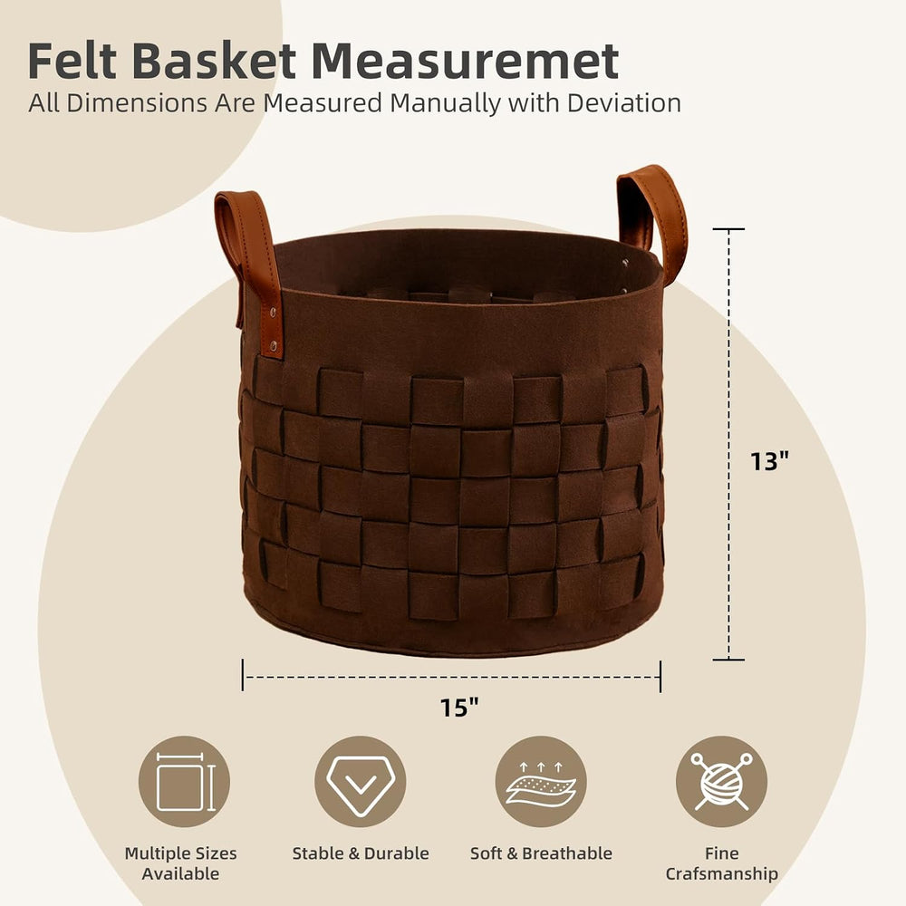 boldmonkey Blanket Basket 15 " x15 x13 2 Pack, Fabric Large Basket with ...
