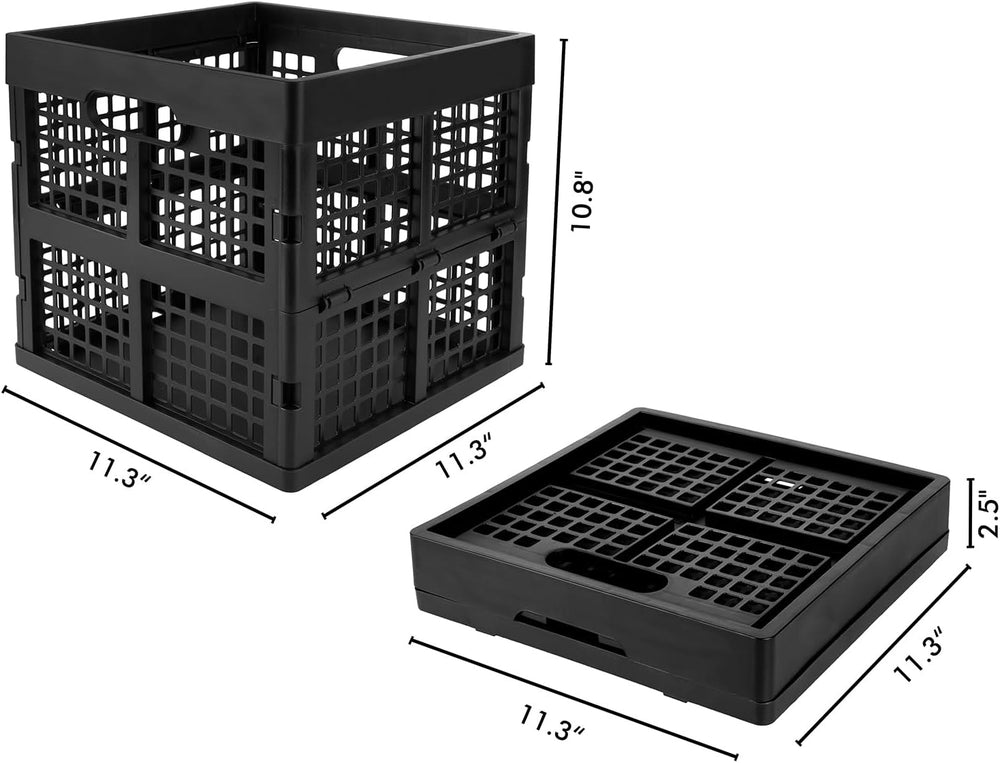 Eslite 3-Pack Collapsible Plastic Storage Crates,Foldable Crates for Storage,...