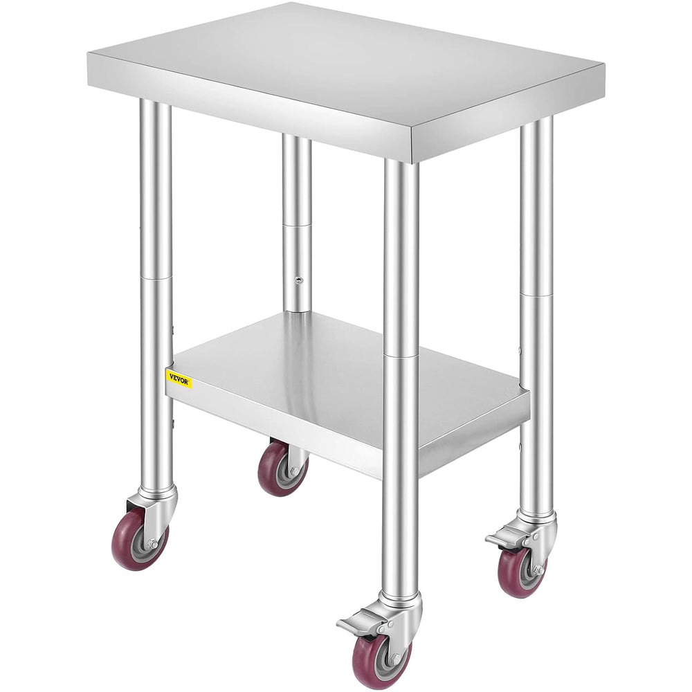 Mophorn 24x18x34 Inch Stainless Steel Work Table 3-Stage Adjustable Shelf wit...