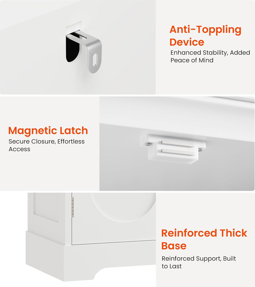 HAIOOU Bathroom Floor Cabinet with Motion Sensor Light - White