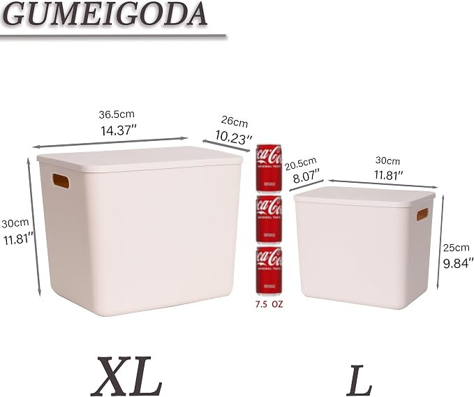 Plastic Storage Bins with lids, Storage Baskets, Container with handle
