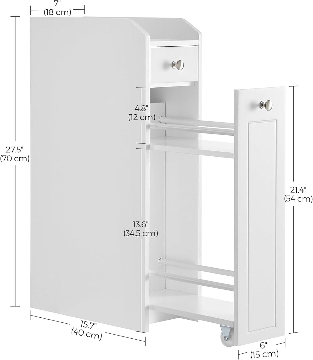 VASAGLE Small Bathroom Storage Cabinet, with Slide Out Drawers,Cloud White