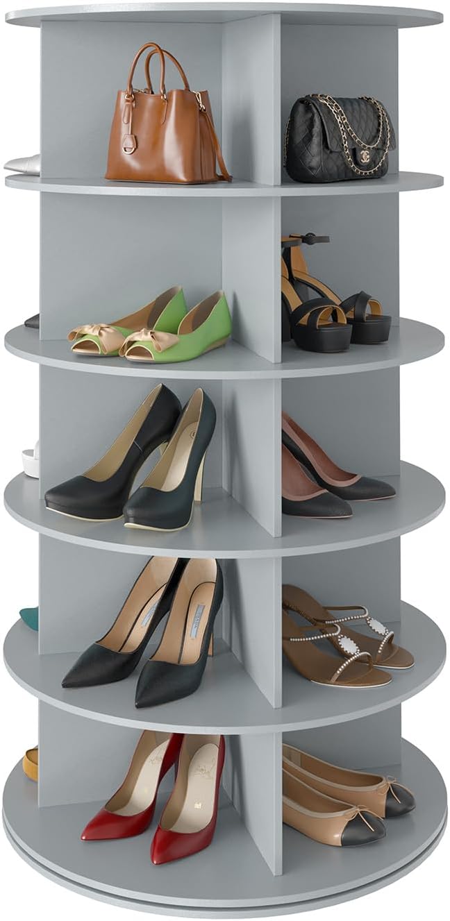 SpaceAid 5 Tier Rotating Shoe Rack Tower, Spinning Shoe Display Lazy Susan, R...