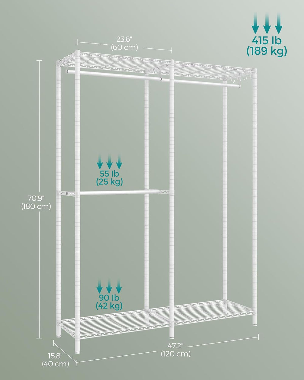 SONGMICS Closet Organizers and Storage, Clothes Rack with Shelves