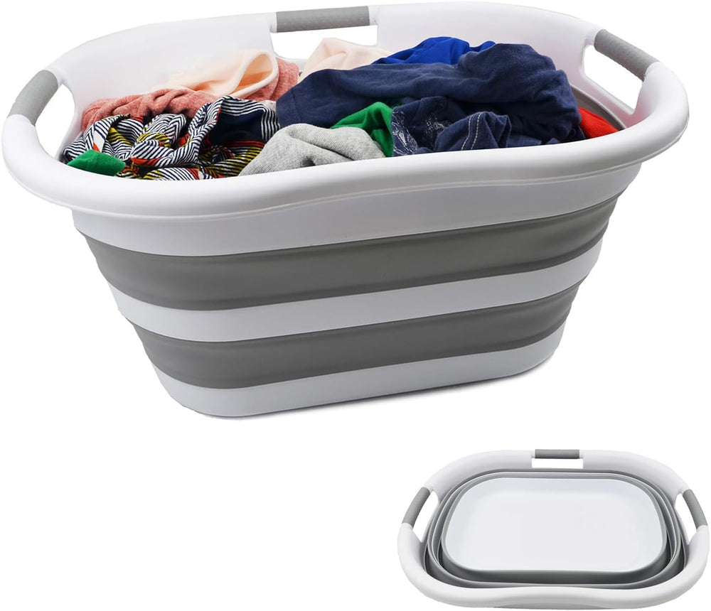 SAMMART 40L (10.5 gallon) Collapsible Plastic Laundry Basket - Foldable Pop U...