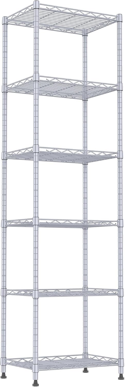 6 Wire Shelving Steel Storage Rack Adjustable Unit Shelves for Laundry Bathro...