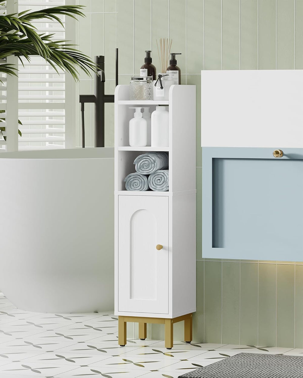 Hzuaneri Bathroom Storage Cabinet, Small Corner Floor Cabinet