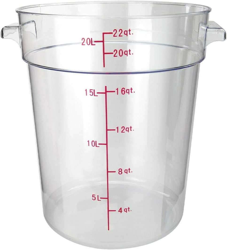 Tiger Chef 22 Quart Commercial Grade Clear Food Storage Round Polycarbonate C...