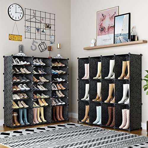 KOUSI Portable Shoe Rack Organizer 48 Pair Tower Shelf Storage Cabinet Stand ...
