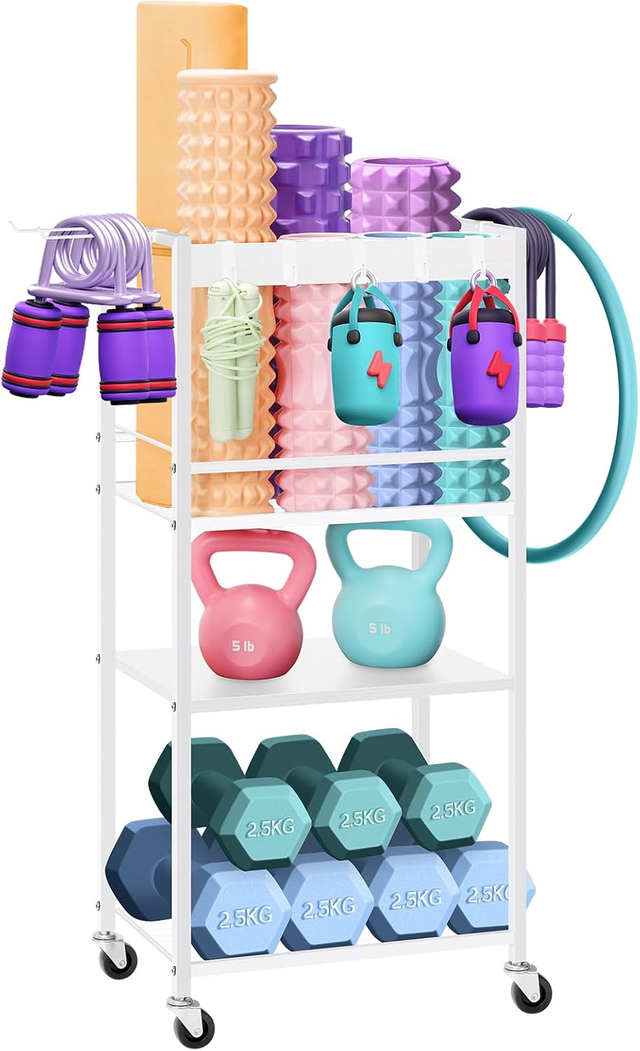 Home Gym Storage Rack, Heavy Duty Yoga Mat Holder Workout Equipment Storage O...