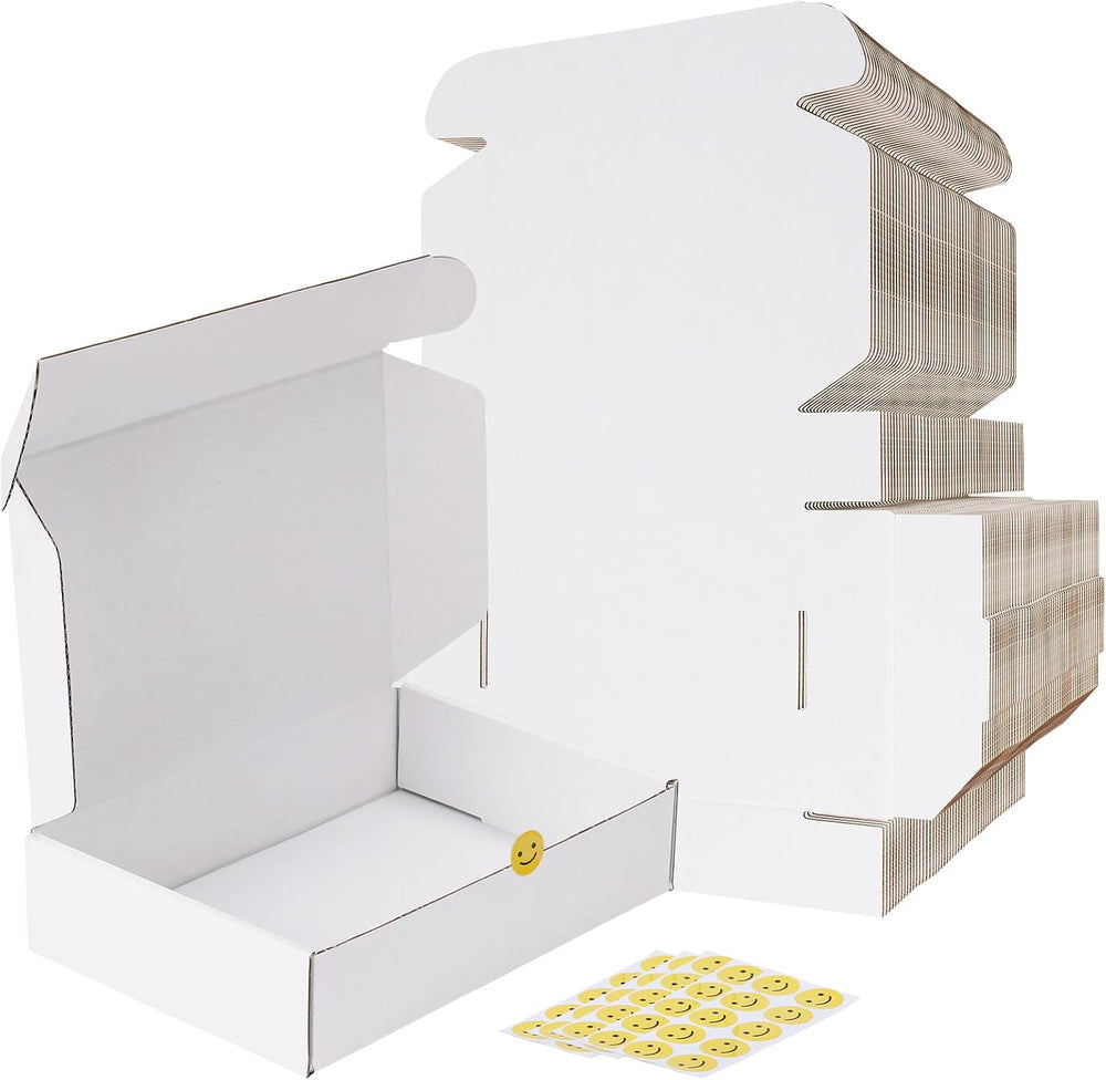 RLAVBL 9x6x2 Shipping Boxes Set of 50, White Corrugated Cardboard Box for Pac...