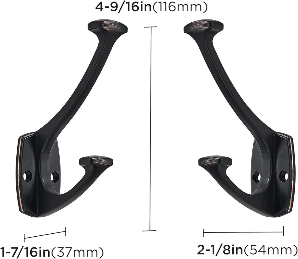 10 Pack Oil Rubbed Bronze Hooks Decorative Heavy Duty Solid Large Coat Hooks ...