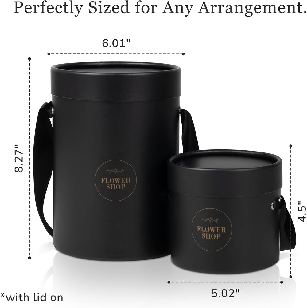 4 Flower Bouquet Hat Boxes | 2 Per Size Round Floral Arrangement Vase | Satin...