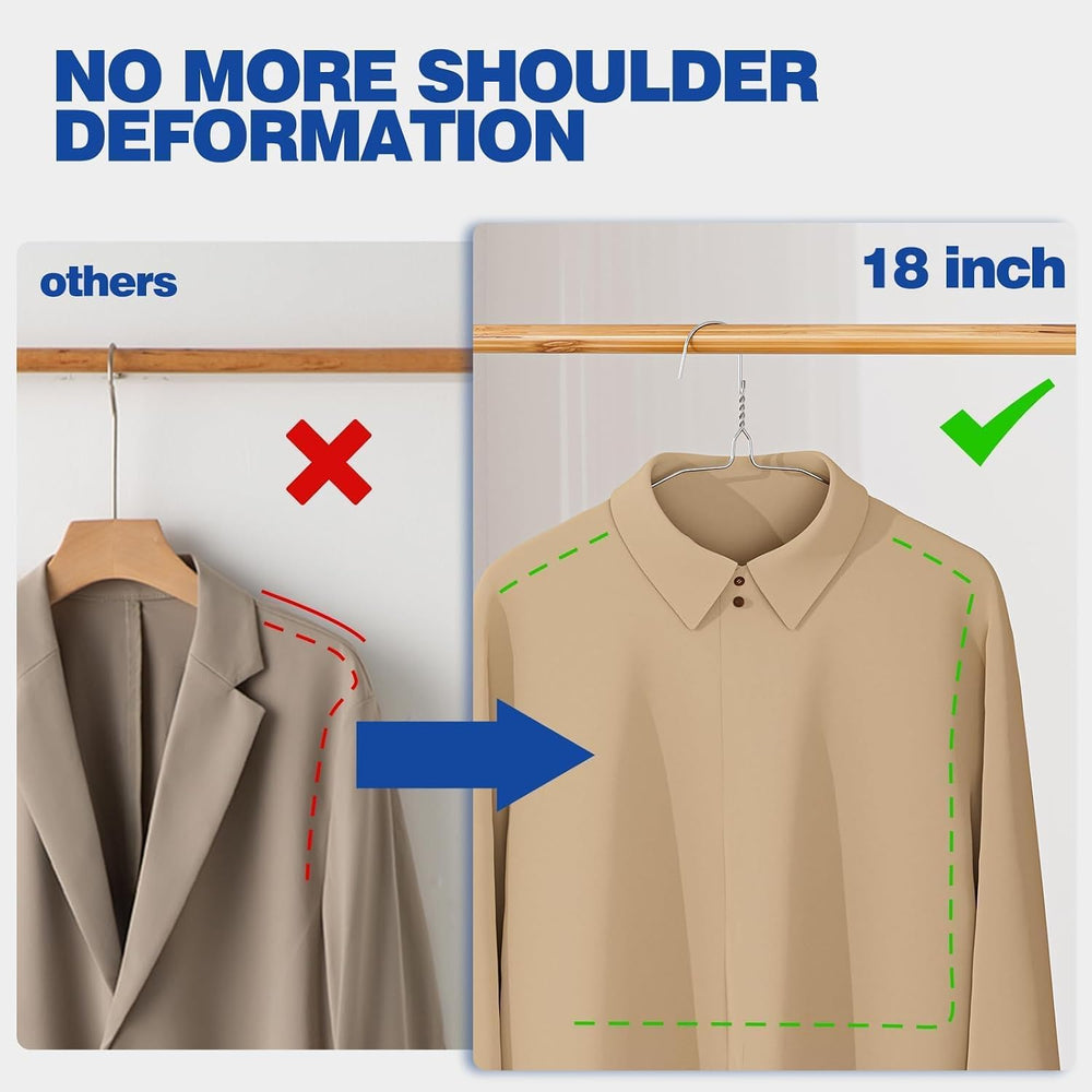18" Wire Metal Clothes Hangers Bulk 100 Pack, Ultra Thin, Silver