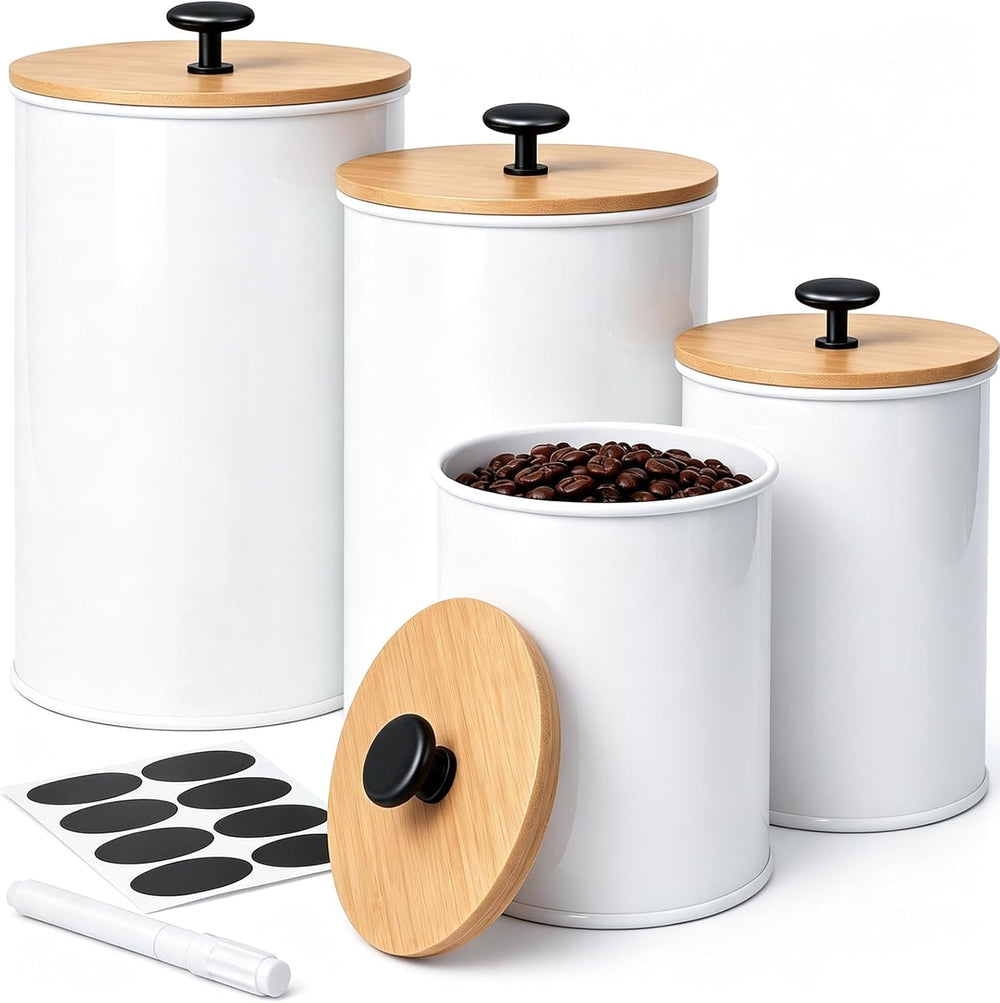 Canisters Sets for Kitchen Countertop 4 PCS Airtight Metal Containers