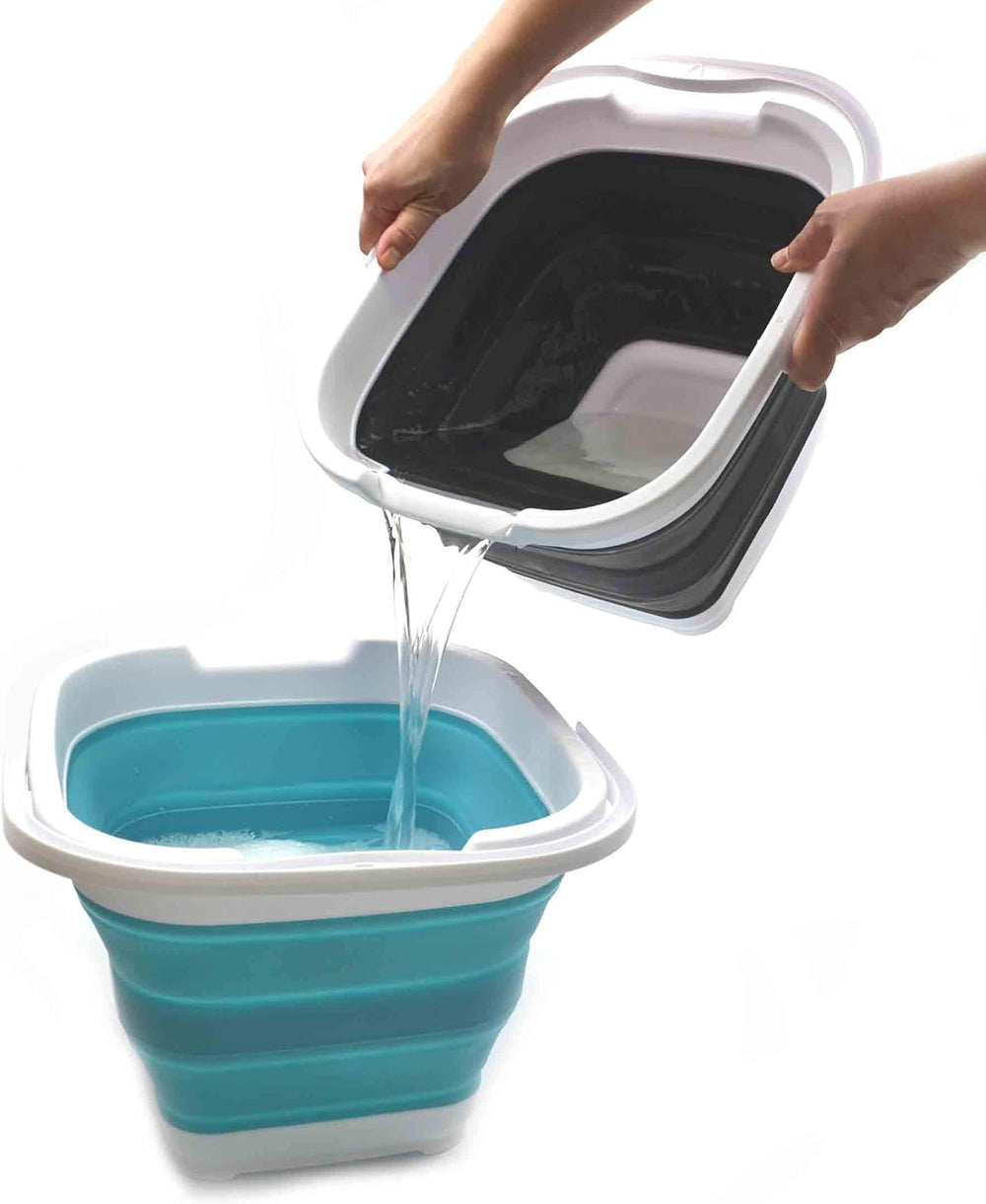 SAMMART 10L (2.64 Gallon) Collapsible Rectangular Handy Bucket (Black + Brigh...