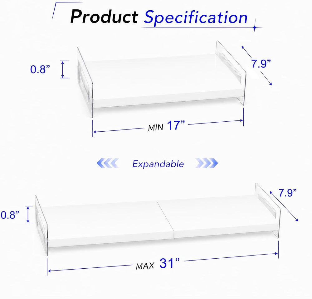 Expandable Closet Shelf Organizer, Adjustable Shelves, Small 1 Pack