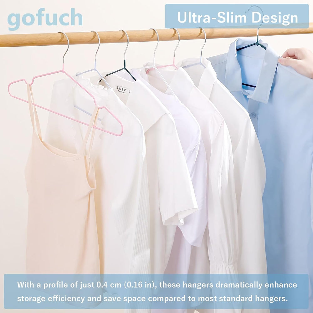 Ultra-Thin Metal Hangers, 100 Pack Non-Slip PVC Coated Space Saving Clothes H...