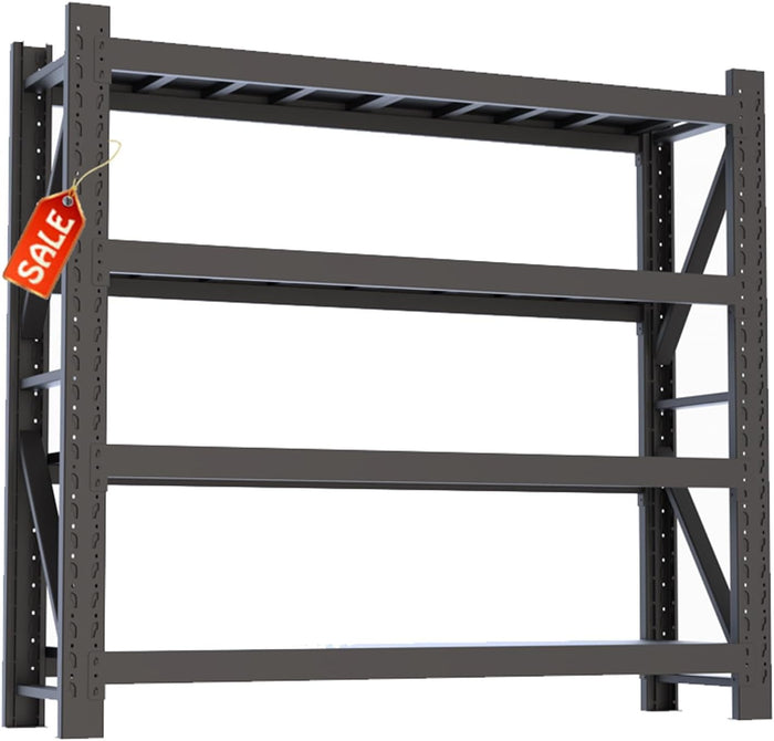Heavy Duty 4-Tier Garage Shelving Unit, Metal Storage Rack, Industrial Adjustable Steel Shelves for Garage, Warehouse, Basement Organization (Black, 78.74" W x 23.62" D x 78.74" H)