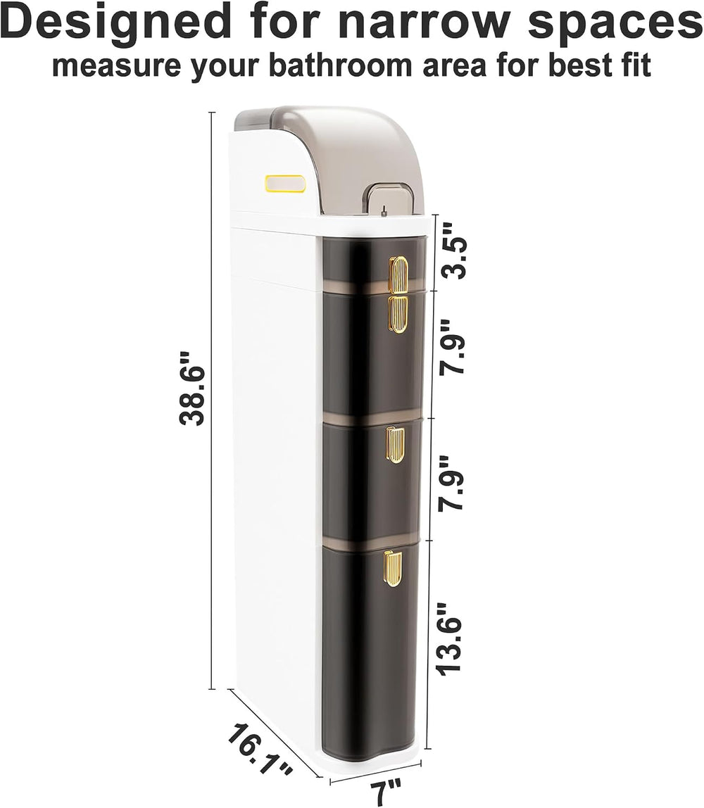 4-Tier Slim Bathroom Storage Cabinet, Narrow Rolling Organizer