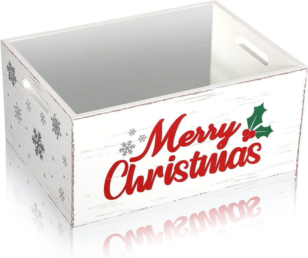 Namalu Christmas Hot Cocoa Bar Storage Box Wooden Crate with Handles Hot Coco...