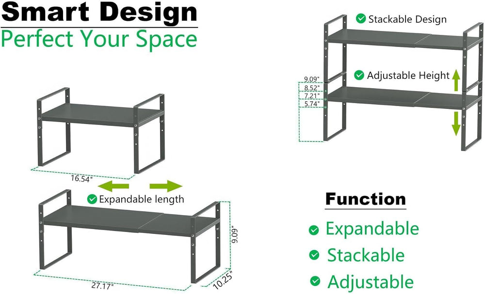 Jojocross Expandable Stackable Spice Rack Cabinet Shelf Organizer in Cabinets...