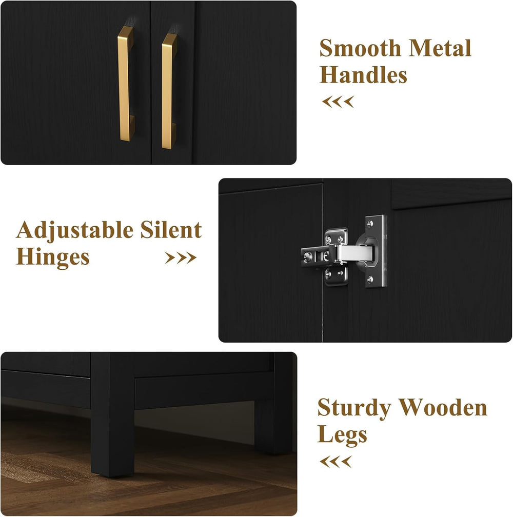 ARTPOWER 60" Sideboard Buffet Cabinet with Storage, Credenza Black