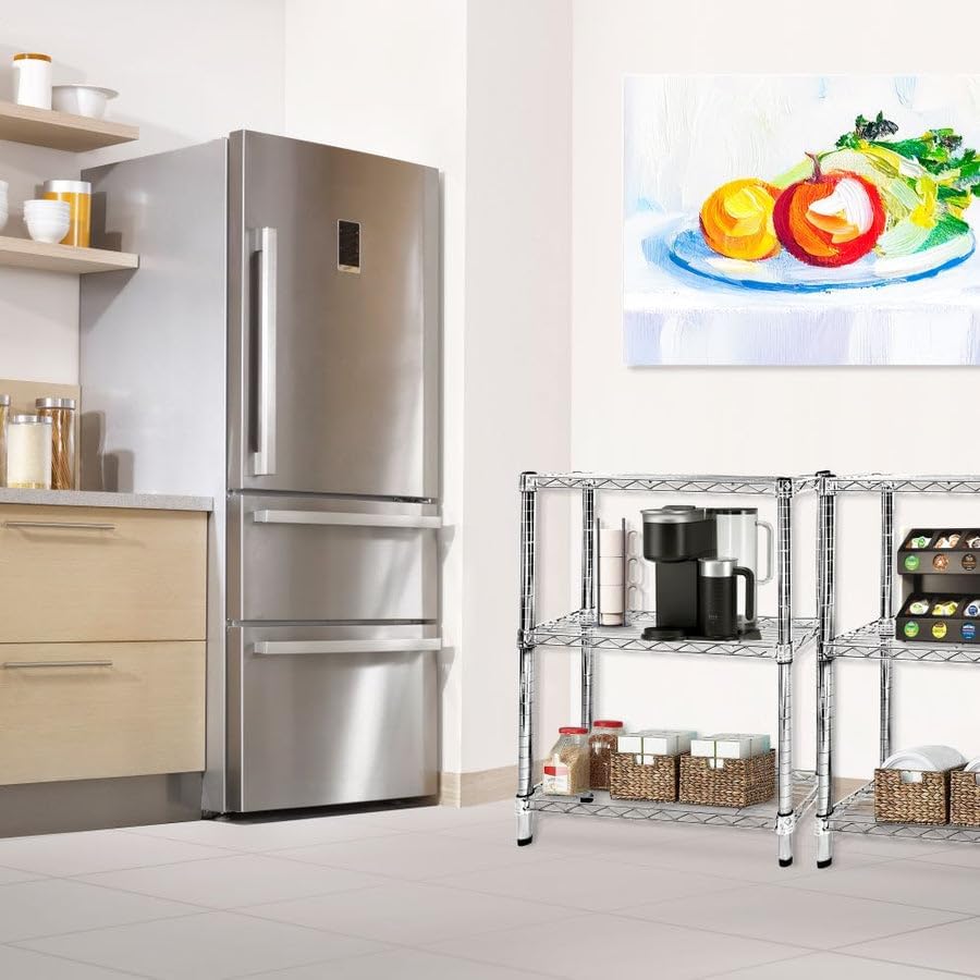 Shelving Inc. 8" d x 36" w Chrome Wire Shelving with 3 Tier Shelves...