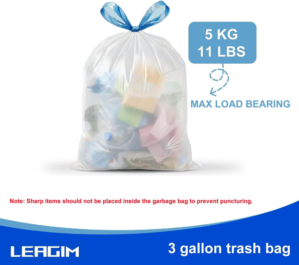 Small Trash Bags 3 Gallon, 360 Count -1.2 Mil Drawstring Mini Garbage Bags, W...