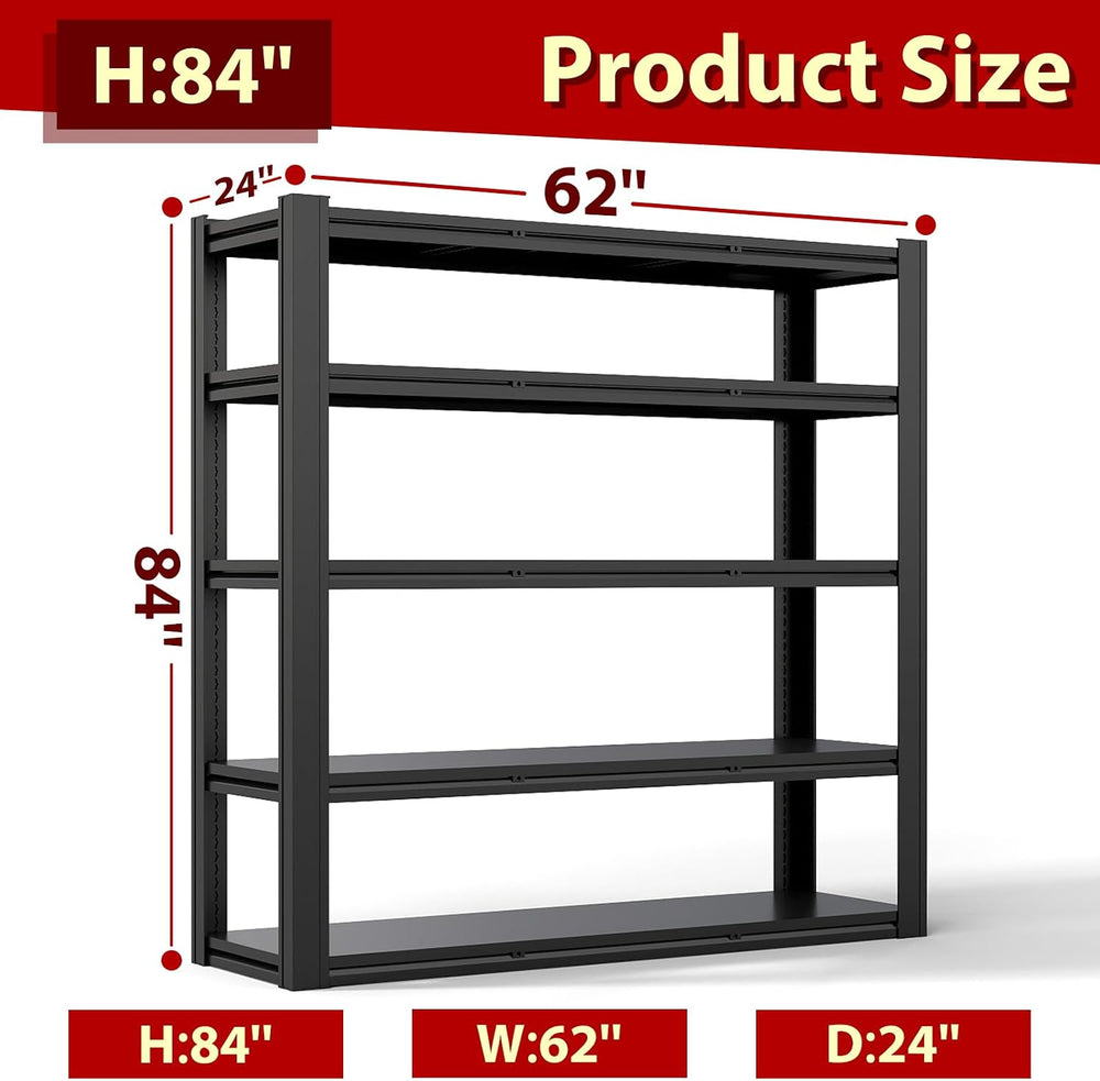 5-Tier Heavy Duty Storage Shelves Unit, Adjustable Metal Garage Shelving,5000...