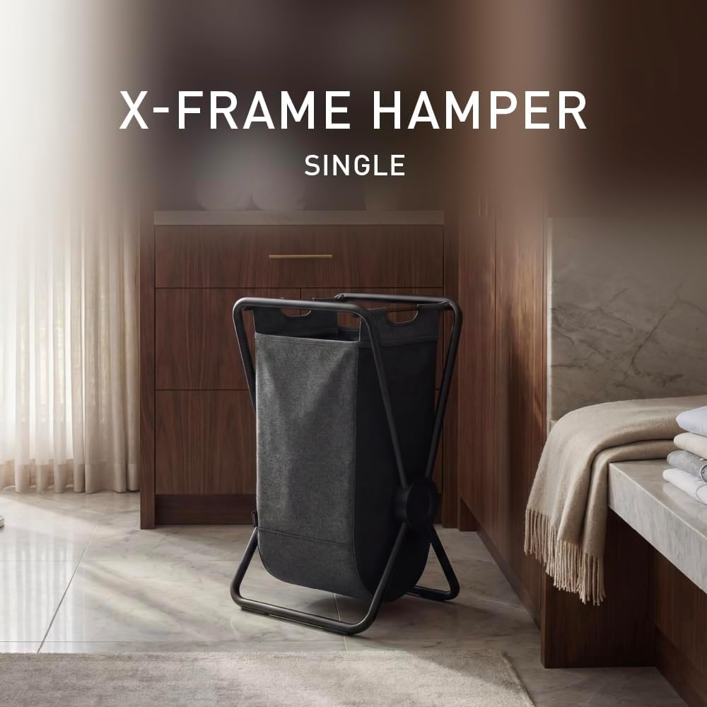 simplehuman X-Frame Hamper, Single Compartment Laundry Hamper for Bedroom Bat...