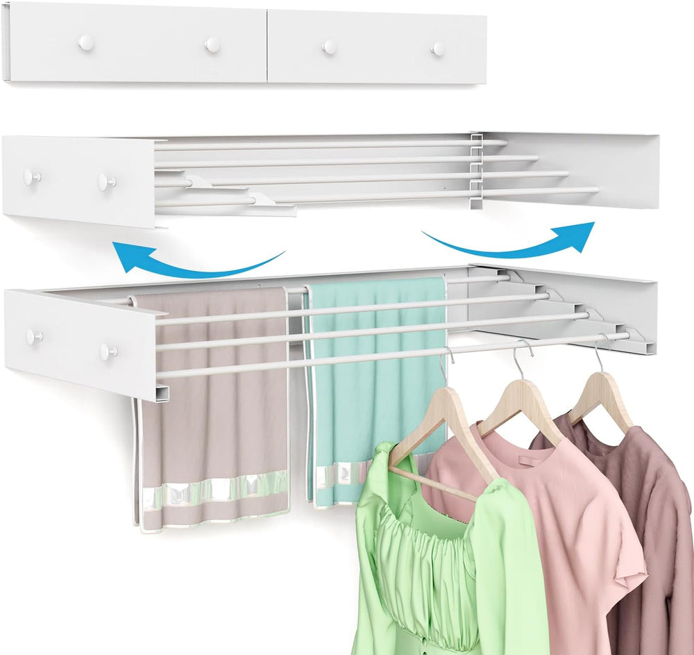 BAKON Wall Mounted Clothes Drying Rack 23.6'',Space Saving for Laundr...