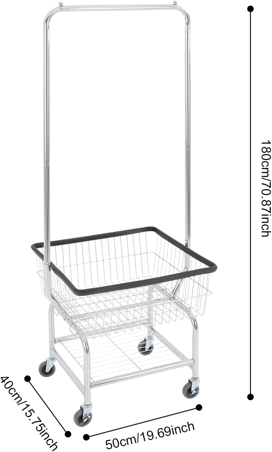 Heavy Duty Steel Wire Laundry Cart,Laundry Basket With Wheels,Commercial Laun...