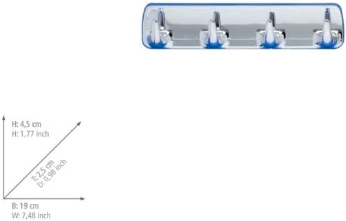Wenko Strip Chrome-4 Hooks, Silver Shiny, 2.5 x 19 x 4.5 cm