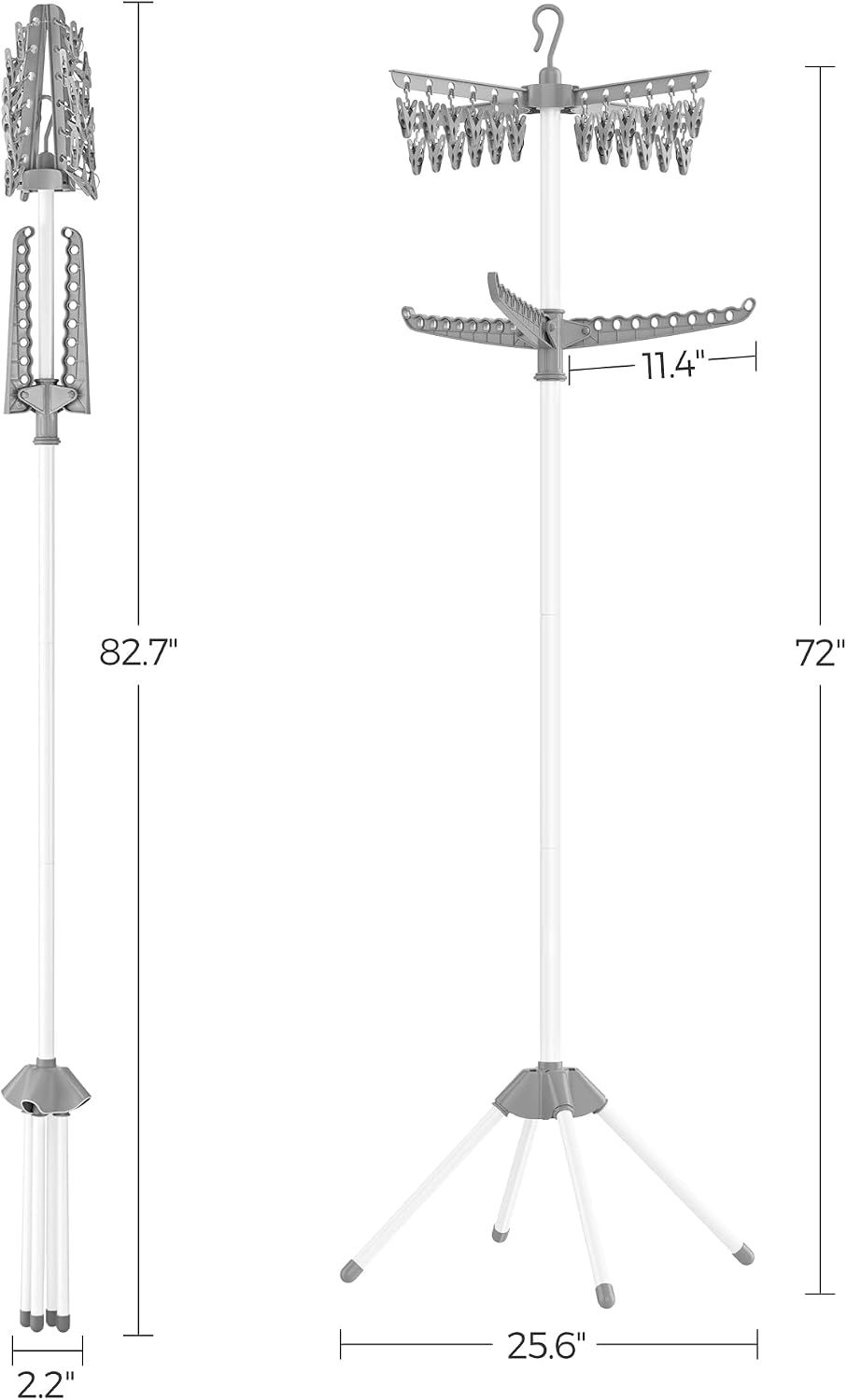 SONGMICS Clothes Drying Rack, 72.8-Inch Drying Rack, 3 Rotatable Arms
