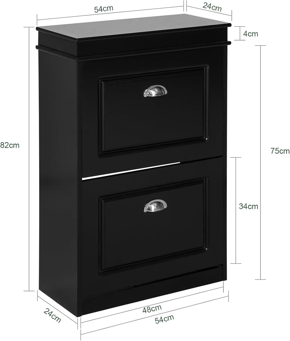 SoBuy Small Shoe Cabinet, Slim Shoe Rack 2 Flip-Drawers, Thin Shoe Storage Cu...